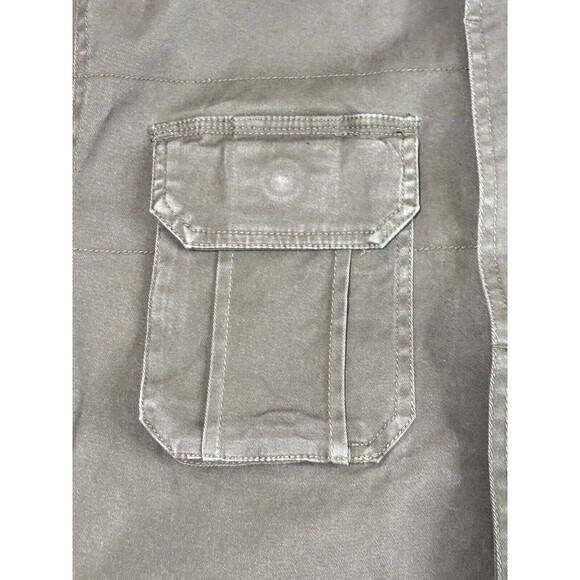 Flag Anthem Olive Mock Neck Trucker Military Shirt Jacket Zip Up Hidden Button - Picture 4 of 16